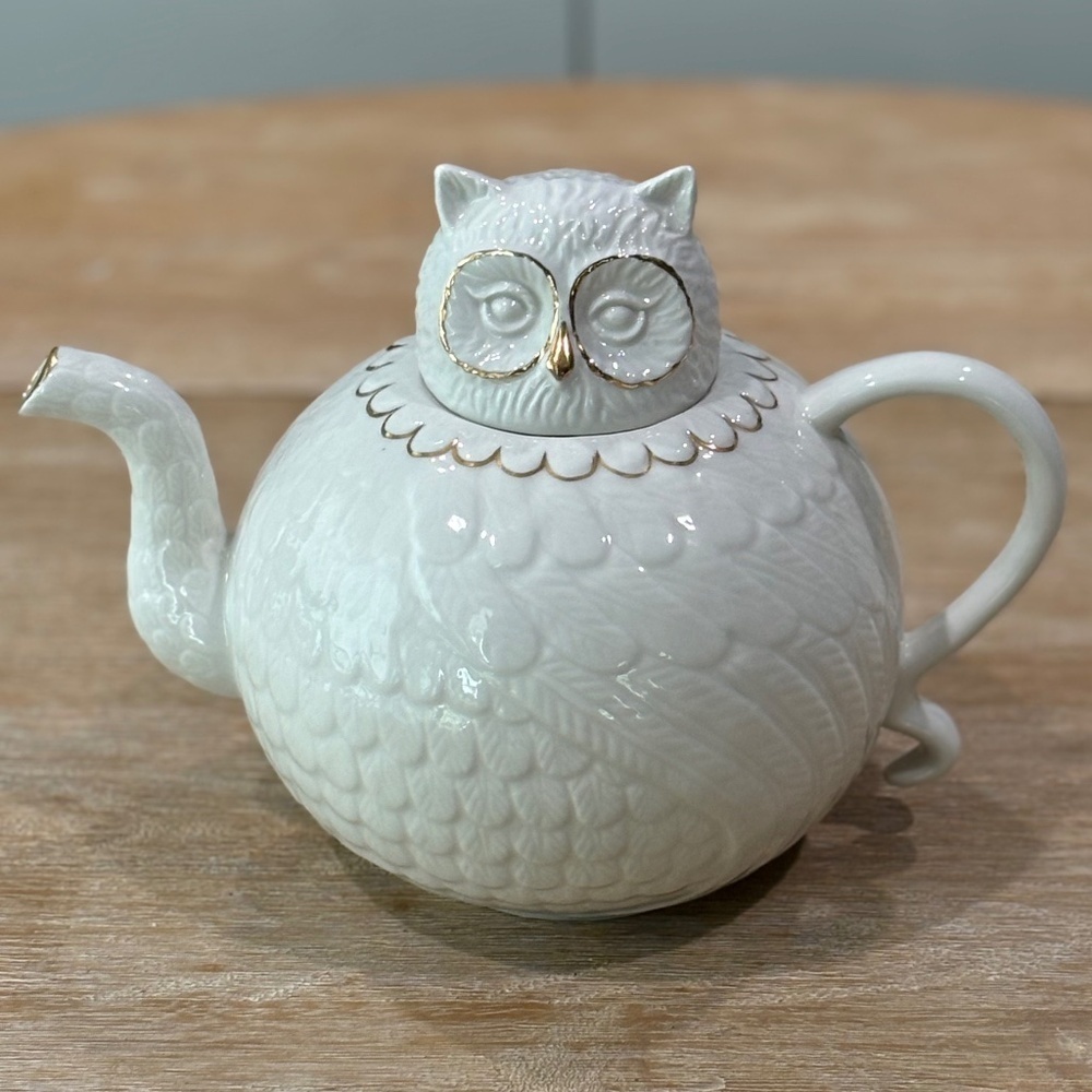 NWOT Anthropologie Wild Masquerade Owl Teapot, Rare Sold Out Collectible